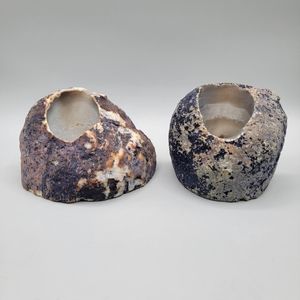 Pair Natural Agate Tealight Candle Holders